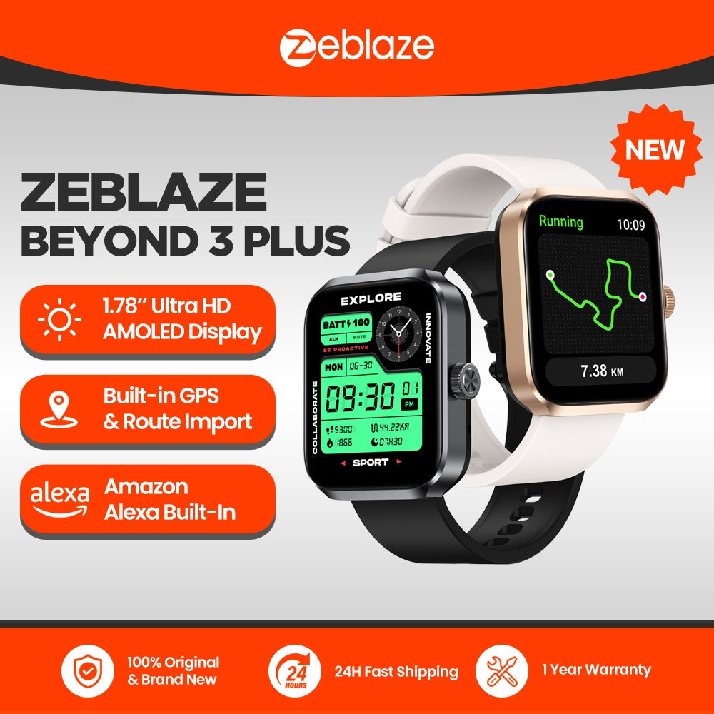 Novo Zeblaze Beyond 3 Plus GPS Smart Watch Tela AMOLED de 1,78'' Alexa Integrada Faz/Recebe Chamadas Telefone Smartwatch 3ATM