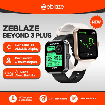 Novo Zeblaze Beyond 3 Plus GPS Smart Watch Tela AMOLED de 1,78'' Alexa Integrada Faz/Recebe Chamadas Telefone Smartwatch 3ATM