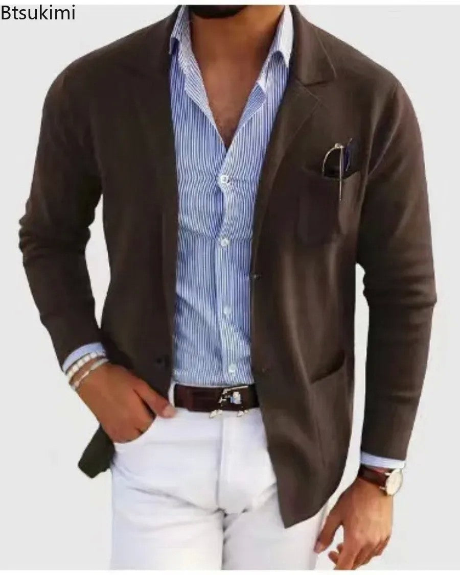2025 New Men's Blazer Jackets Fashion Slim Fit Solid Single-breasted Suit Coats Business Casual Outerwear Wedding Suits for Men
