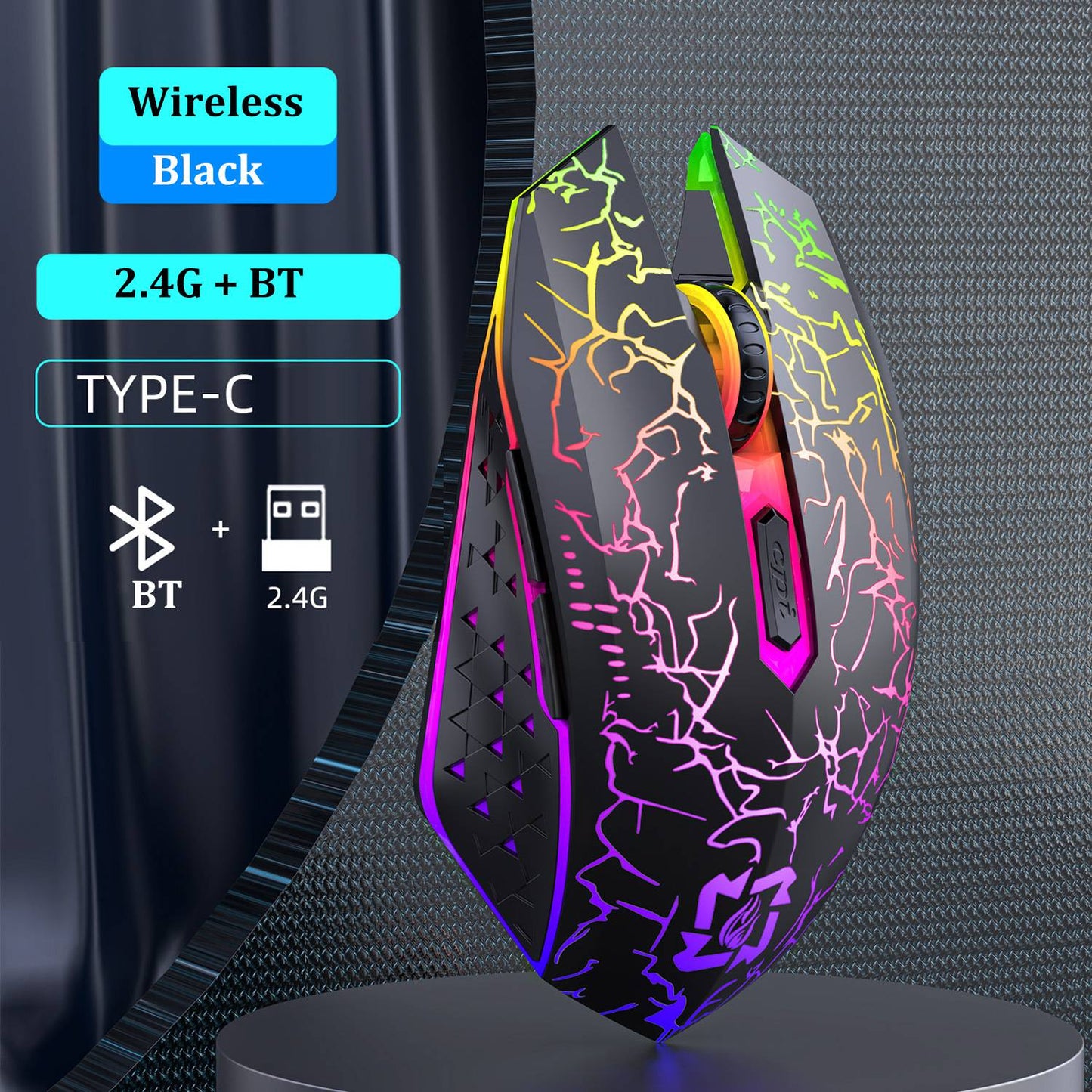 Mouse Bluetooth 5.2 RGB Sem Fio 2.4G Mouse Gamer Dual-Mode 6 Botões Silencioso Para MacBook Tablet Laptops Computador