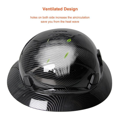 CE Carbon Fiber Full Brim Hard Hat w/ Built In Goggle Triangle Face Towel Construction Engineer  Safety Helmet ABS Safety Cap