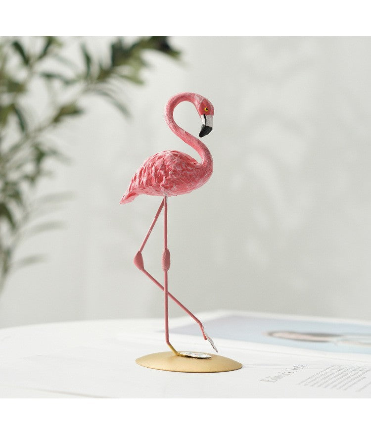 Nordic Home Decor Accessories Creative Resin Flamingo Figurines Pink Sculpture Animal Model Living Room Desktop Ornament Crafts