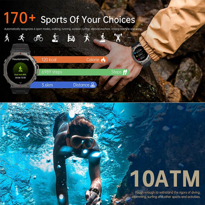 Novo Smartwatch Militar GPS de Banda Dupla T-Rex 3 Pro 48mm Resistente à Água 10ATM Bateria de 500mAh Bússola Altímetro AGPS