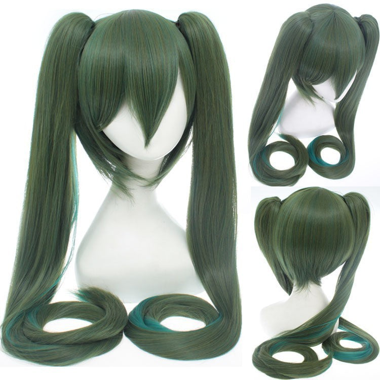 120CM Long Synthetic Hair Clips 2 Ponytails Lolita Green Pink Heat Resistant Party Wigs Synthetic Hair Hatsune Miku Wig Cosplay