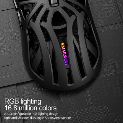 Mouse Gamer Sem Fio Ergonômico SmailWolf RS8, Tri-Modo com Design Oco Ultraleve, 1000Hz e Bateria de Longa Duração
