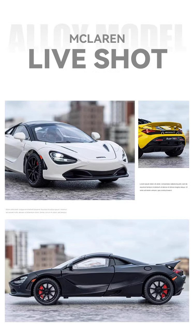 Mclaren 720s 1:24 Super Carro Esportivo Som e Luz Miniaturas Liga Fundido Modelo de Carro Presentes Para Namorado Brinquedos Para Crianças Presente Metal