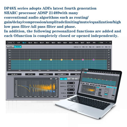 DP48X Processador de Áudio Digital Profissional 4 Entradas 8 Saídas Processador Drive Rack com RIR DEQ Sistema de Gerenciamento de Alto-falantes 192KHZ