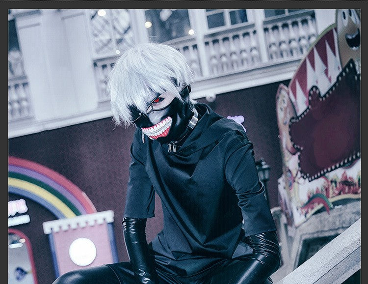 Anime Tokyo Ghoul Cosplay Kaneki Ken Cosplay Costumes Uniform Masks Hoodie Jacket Pants Shorts Full Set Outfits Wig Men