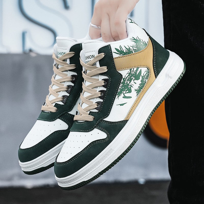 Men Board Shoes 2025 Spring Retro Thick Sole Wear Resistant Anti Slip Flat Sneaker Outdoor Casual Man Walking Footwear