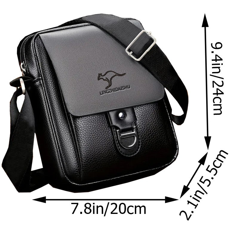 Men's Multi-Color Leather Crossbody Bag, Versatile Casual, Multi-Compartment, Daily Commuting, Stylish & Practical