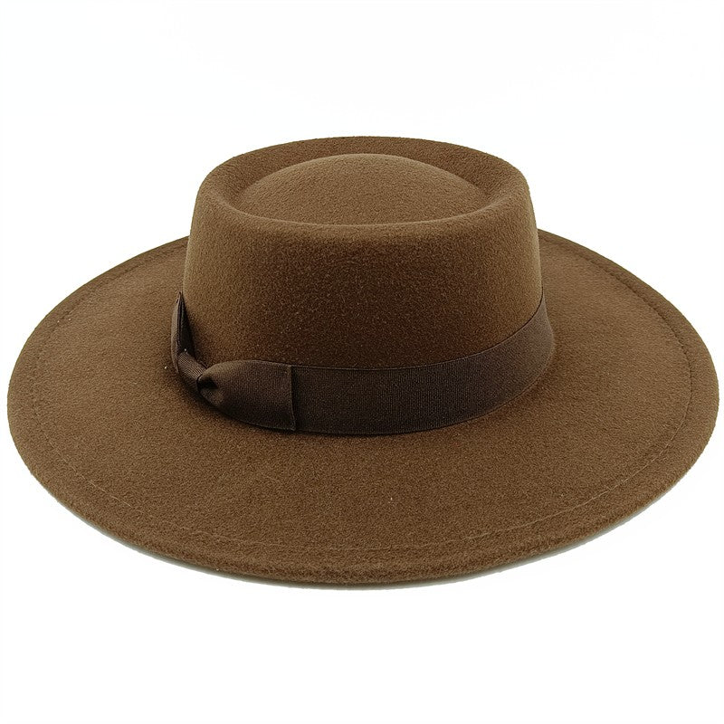Chapéu Fedora unissex de inverno, superfície circular côncava e convexa, chapéu de jazz de feltro liso, elegante para homens e mulheres.