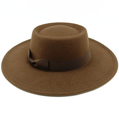 Chapéu Fedora unissex de inverno, superfície circular côncava e convexa, chapéu de jazz de feltro liso, elegante para homens e mulheres.