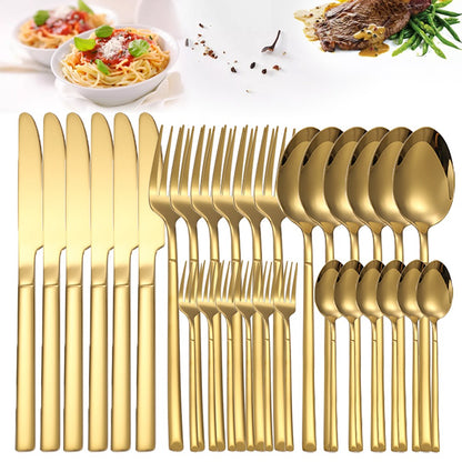 Conjuntos de talheres de ouro 30 peças, talheres de aço inoxidável, garfo de sobremesa, colher de café, talheres laváveis em lava-louças para jantar, cozinha e mesa.