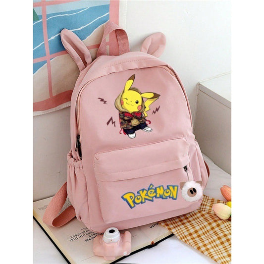 Miniso Pokémon Cartoon Cute Rabbit Ears Backpack Primary School Pupil's Bookbag Fashionable Casual Small School Bag Unisex Style