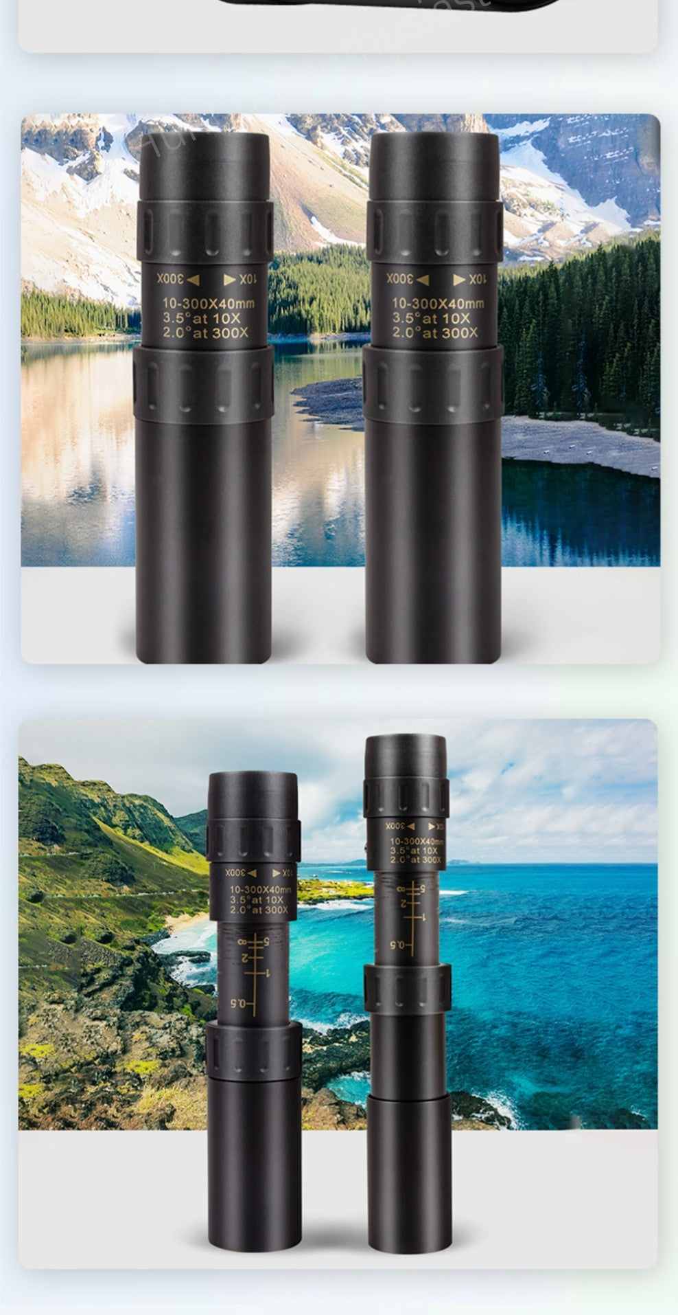 Telescópio monocular profissional com função de zoom 10-300X de alta definição e poderoso controle remoto binocular com prisma BAK4