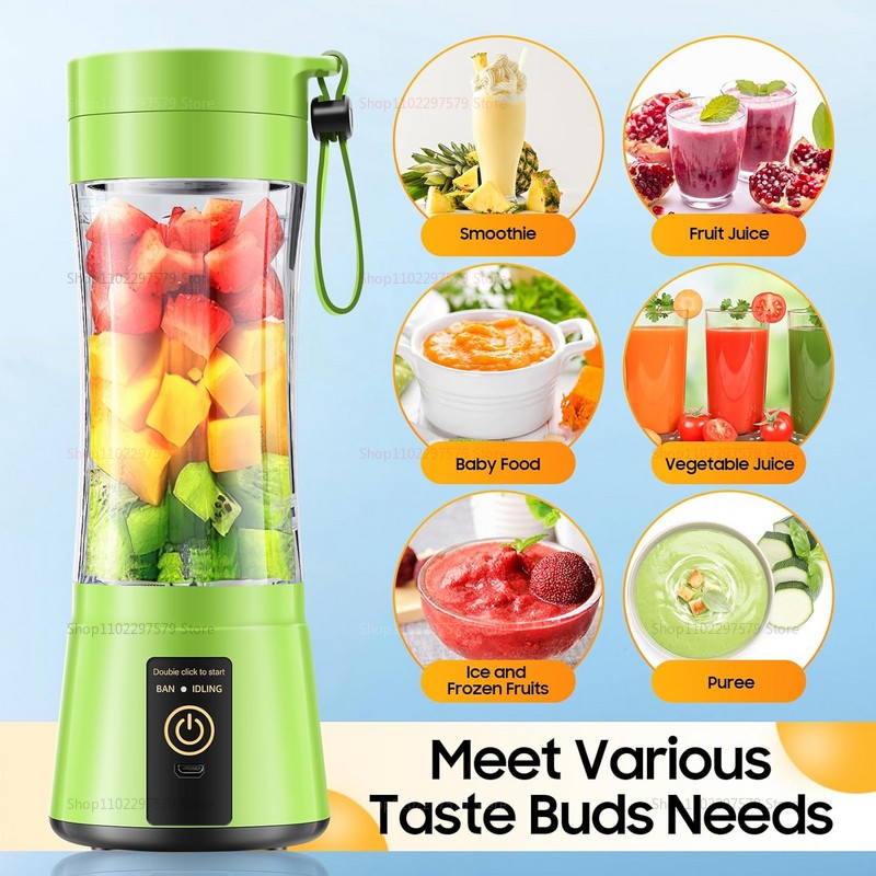 380ml Espremedor Elétrico Portátil Liquidificador de Smoothie USB Recarregável Processador de Alimentos Mini Misturador de Frutas para Viagem Cozinha Treino