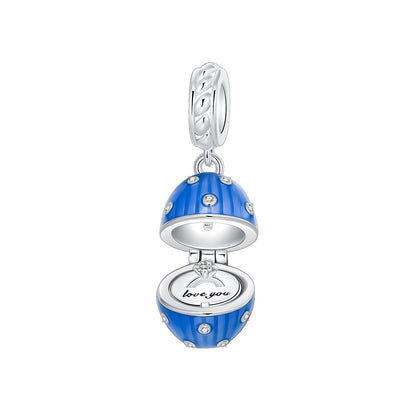 925 Sterling Silver Can Be Opened Pandant Easter Egg Charms Beads Fit Original Bracelet Making Fine Jewelry Women DIY Gift