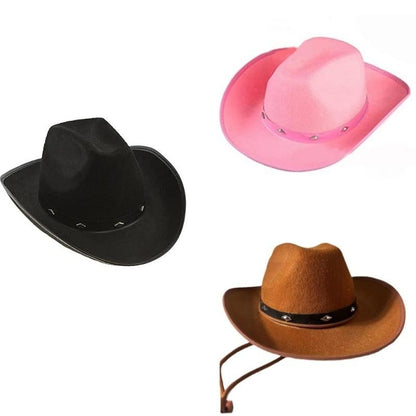 Y88A Cowboy Hat with Adjustable Rope Cowgirls Big Brim Party Accessory