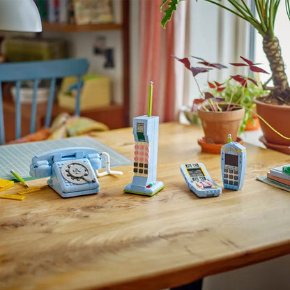 Lego telefone retrô blocos de montar brinquedos decoração de mesa para casa fácil de montar brinquedos educativos infantis presentes de feriado