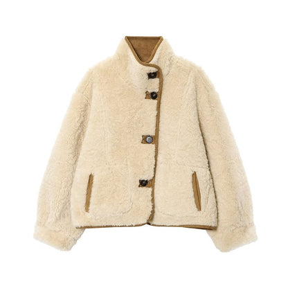 ? Fashion Double Sided Solid Jacket Women Lapel Collar Single Breasted Long Sleeve Coats 2025 Autumn New Lady Utility Outerwear