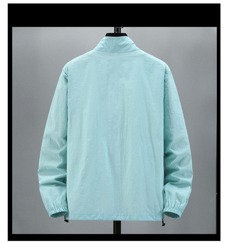 Men Teens Breathable Ultrathin Ultralight Stand Collar Quick Dry Sun-Protective Camping Hiking Jacket Skin Coat Windbreaker