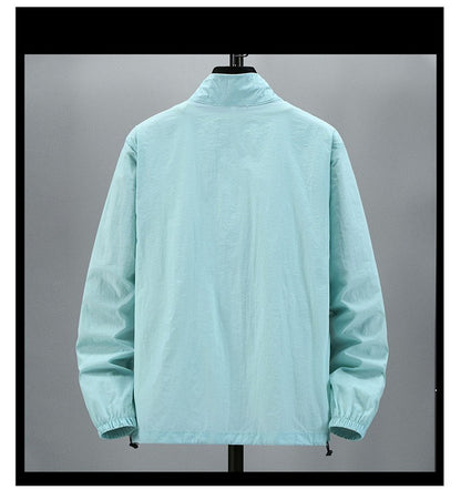 Men Teens Breathable Ultrathin Ultralight Stand Collar Quick Dry Sun-Protective Camping Hiking Jacket Skin Coat Windbreaker