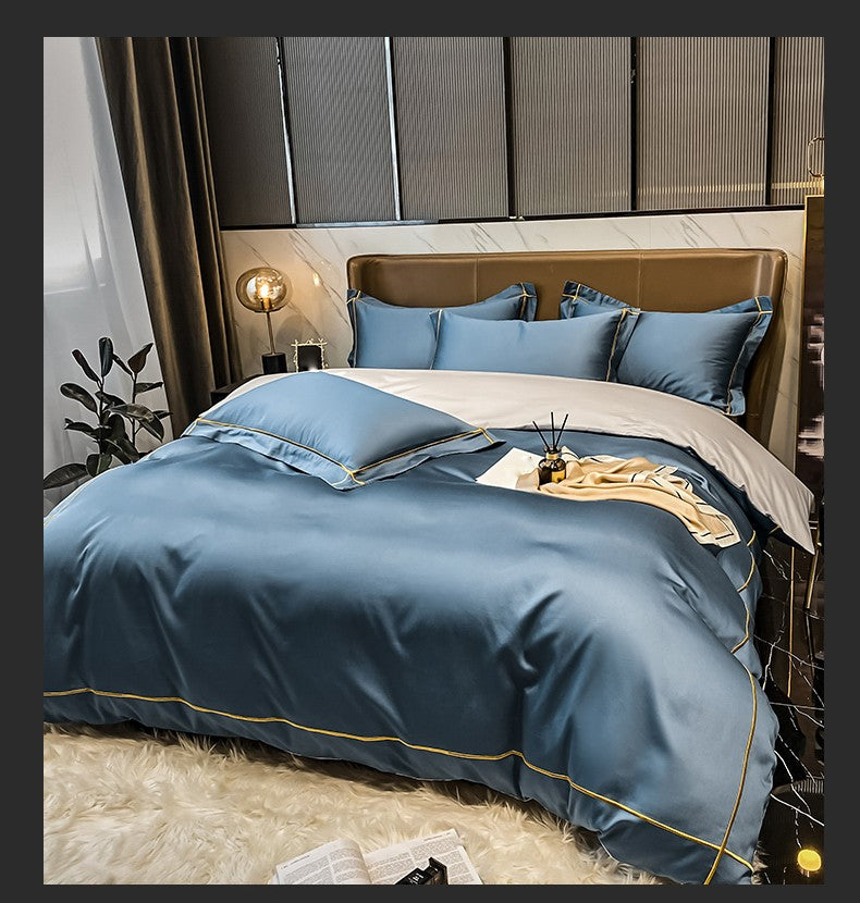 Lençol de Cima Bordado 100% Algodão Egípcio Sedoso Conjunto de Cama Lençol de Cima Queen King Size