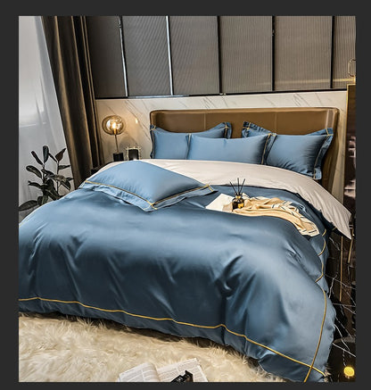 Lençol de Cima Bordado 100% Algodão Egípcio Sedoso Conjunto de Cama Lençol de Cima Queen King Size