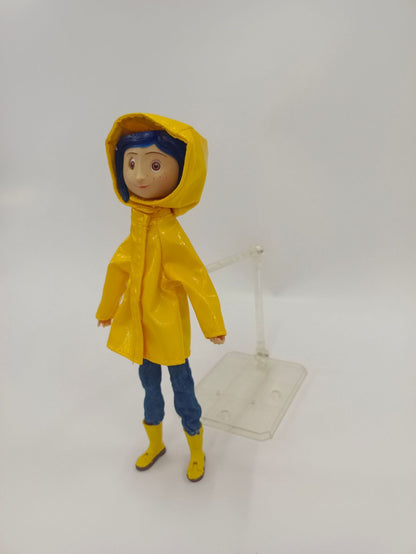 Neca Anime Coraline Doll Articulated Anime Figure Raincoat Sweater In Striped Shirt Toy La Girl Decoration Model Bithday Gifts
