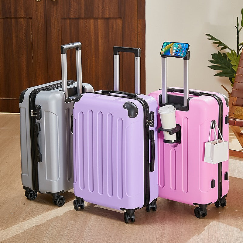 Mala de Viagem com Rodas de 20-28 Polegadas com Suporte para Copo e Celular – Companheira Essencial de Viagem para Segurança