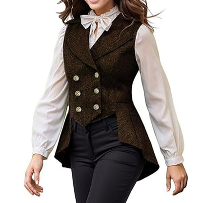 Colete Vitoriano Feminino Vintage Steampunk Renascentista com Cauda Curta