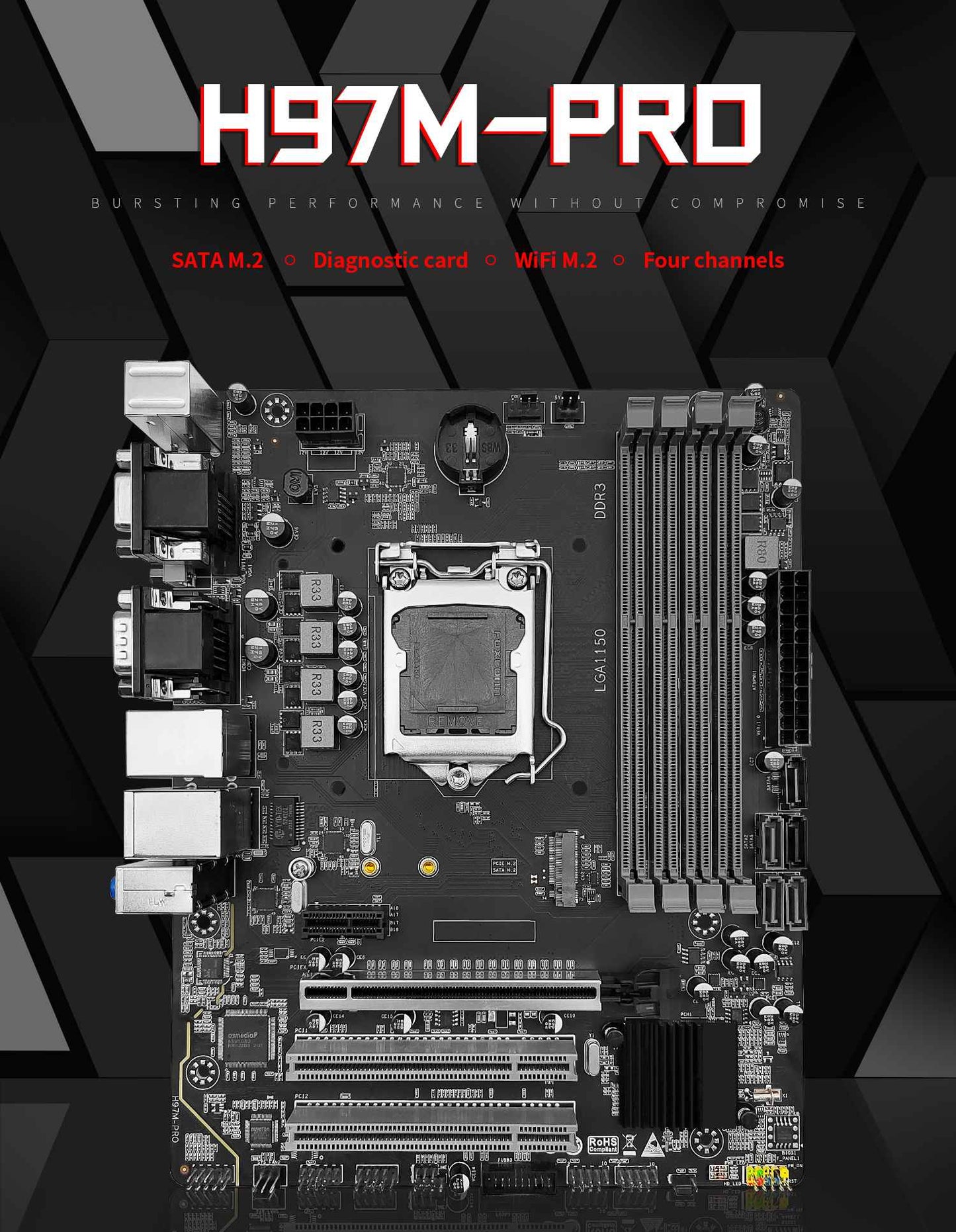 Placa-mãe MACHINIST H97M PRO suporte LGA 1150 Intel Core I3 I5 I7 E3 CPU DDR3 RAM SATA3.0 USB3.0 NVME NGFF M.2 M-ATX