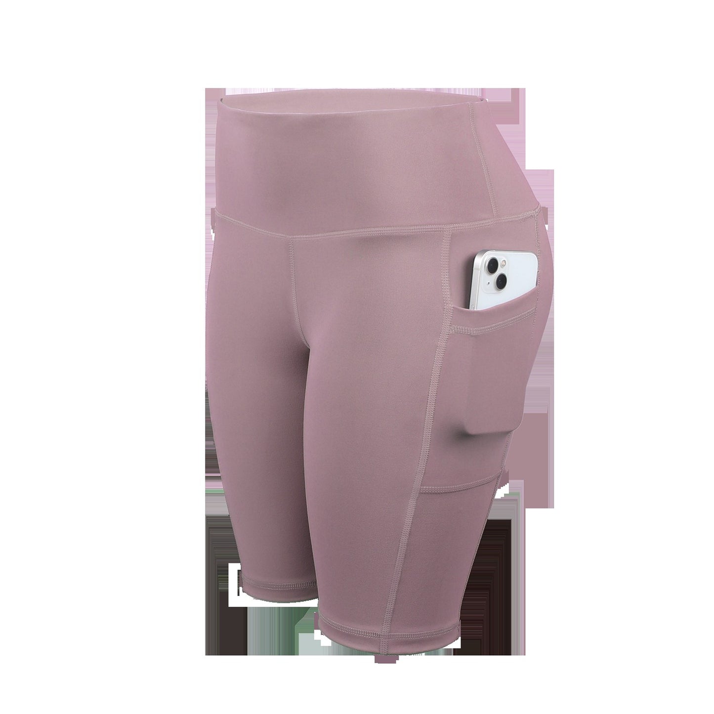 CHRLEISURE Women Solid Yoga Shorts with 3 Pockets High Waist Butt Lifting Workout Tights Gym Elastic Cycling Shorts Activewear