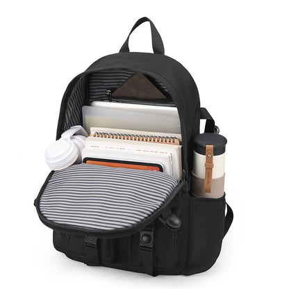 Mochila Masculina Simples e Moderna - Grande Capacidade, Compartimento para Laptop, Vários Bolsos, Ideal para Estudantes e Viagens