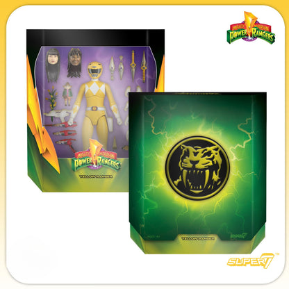 Original em estoque Super7 Power Rangers Série 1 Ranger Verde e Ranger Amarela T-Rex Zord Presente de Aniversário Brinquedo Colecionável