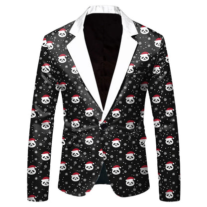 Mens Business Suit Jackets Fashion Mens Long Sleeve Lapel Button Fun Christmas Jacket With Pocket For Men Male New Year Party