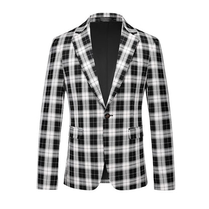 Single Breasted Plaid Suit Men's Clothing Fashion Simple Men Business Social Wedding Party Tuxedo Dress Blazers Jacket