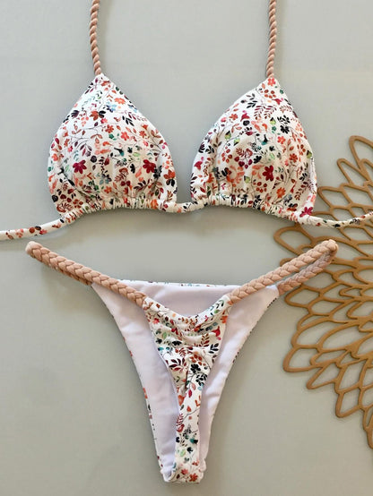 Sexy Halter Bikini Set Women Swimsuit Two-piece Triangle Thong Bathing Suit Brazilian Biquinis Holiday Gathering Swimwear