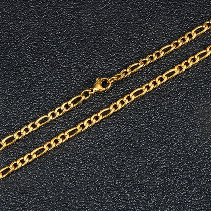 Colar Masculino Corrente Figaro Nova Moda Punk Cor Prata Aço Inoxidável Colar Longo Masculino Joias Hip Hop Presente
