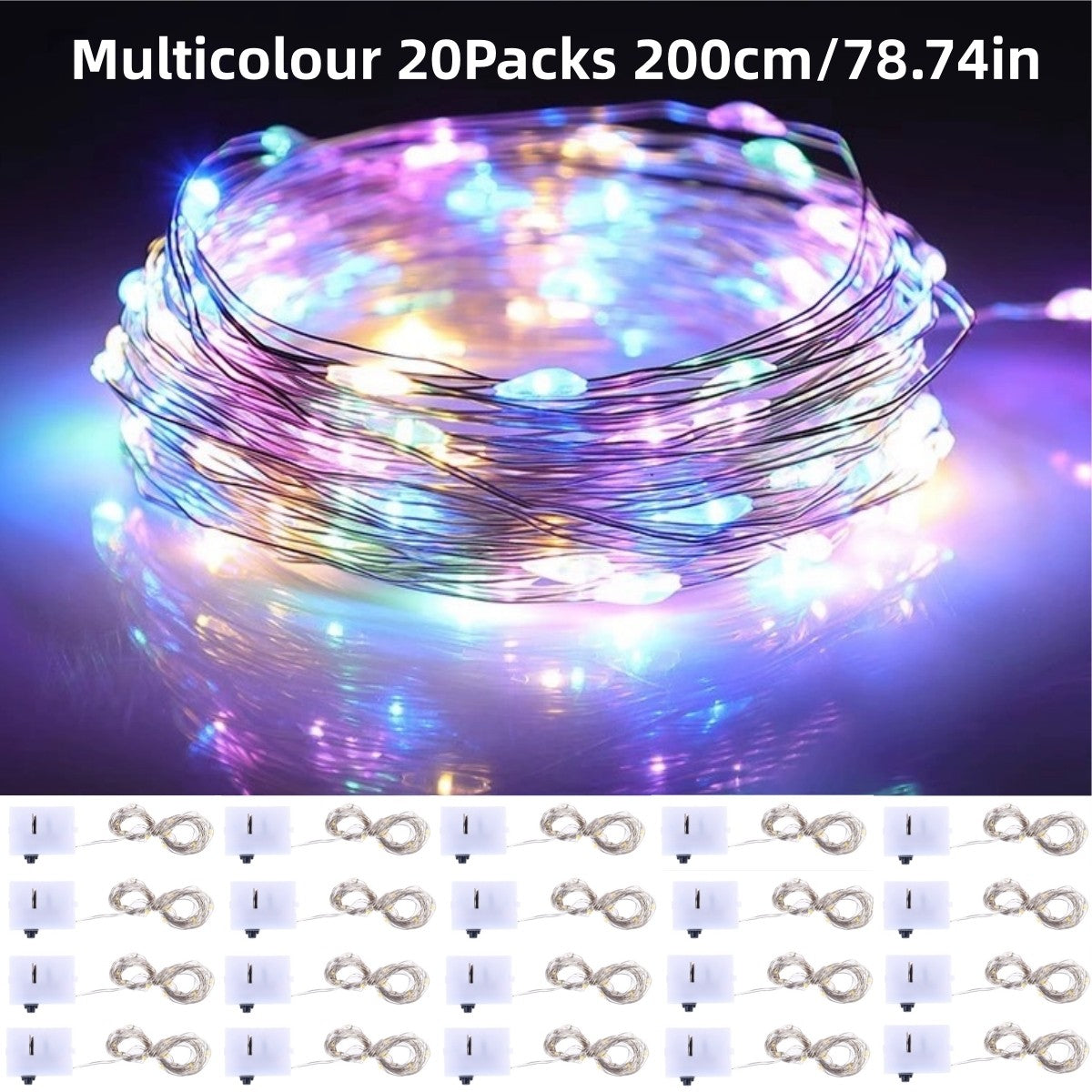 20Packs 2m LED String Lights Warm/Multicolor/Red/Green/Blue/Pink/Purple/White Christmas Atmosphere Firefly Lamp Starry Sky Light