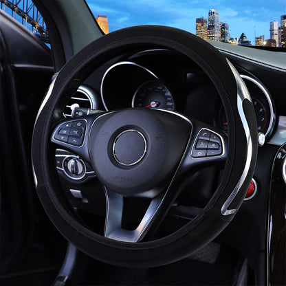 Shiny Skin PU Leather Dynamic Car Accessories without Inner Ring Steering Wheel Cover Suitable for 14.5-15inch