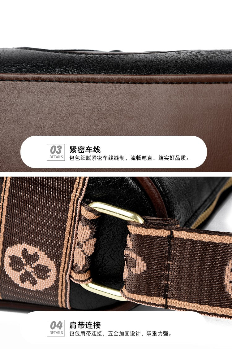 Casual Women Handbag Soft Leather Shoulder Crossbody Bags for Women 2024 New Fashion Print Ladies Messenger Tote Bag