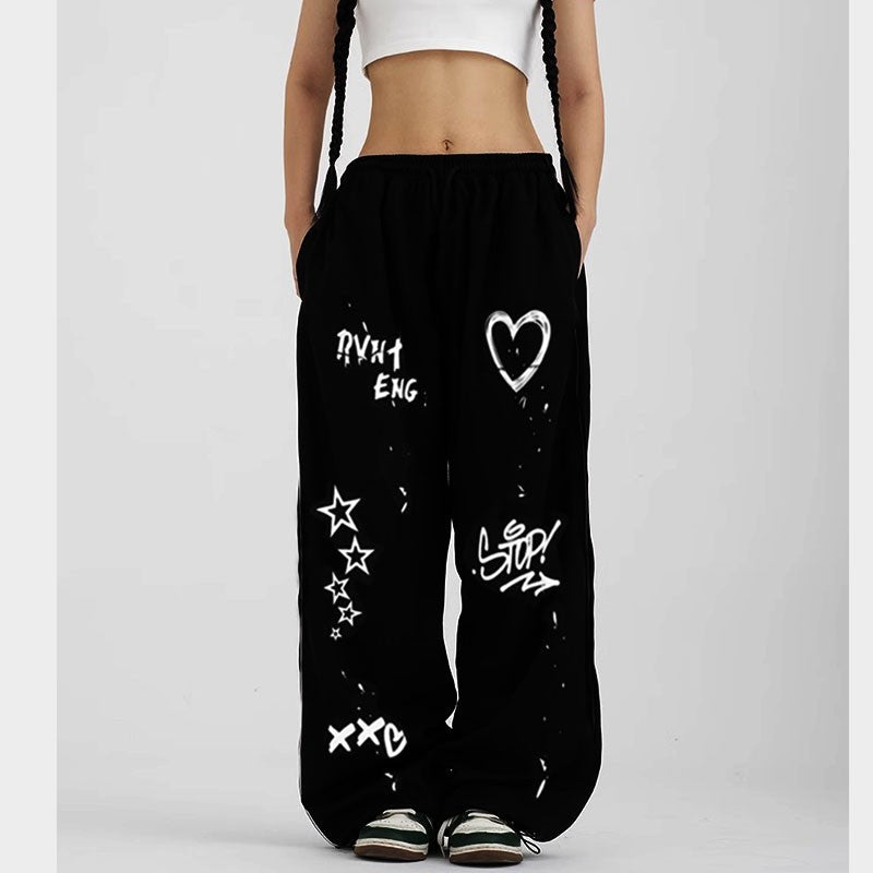 2024 American style quick drying striped sports pants women's summer new loose wide leg thin dopamine  new loose widcasual pants