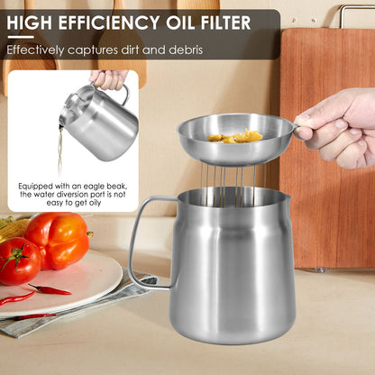 Pote para Filtro de Óleo 1,5L/2L Fritadeira com Cesto Panela Fritadeira de Aço Inoxidável com Cesto para Massas Cesto para Frango Frito