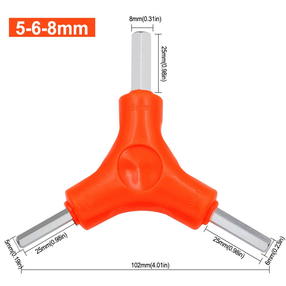 Chave Allen 3 em 1 Trident 2.5/3/4/5/6/8mm Conjunto de Chaves Sextavadas Ferramentas de Manutenção de Bicicletas em Aço Carbono