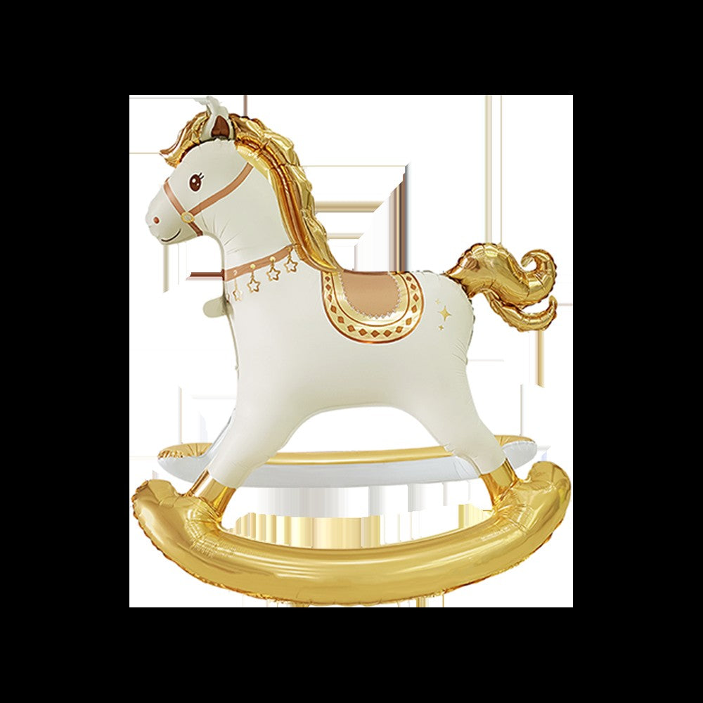 Cartoon 3D Standing Horse Foil Balloon Cartoon Matte Retro Horse Birthday Party Baby Shower Decoration Aluminum Foil Balloons