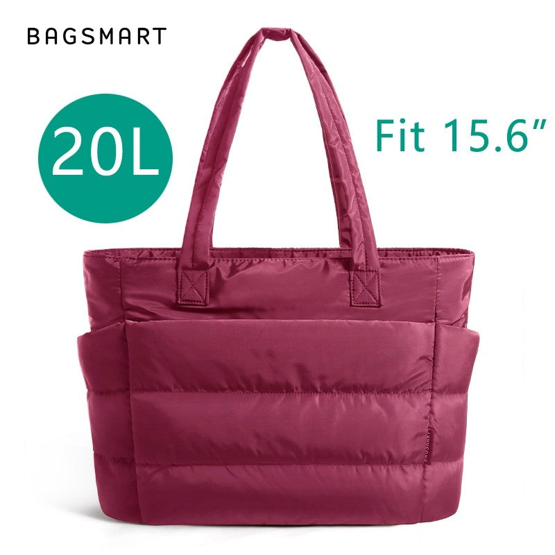 BAGSMART Women's Handbag Large Capacity Puffer Padded Tote Bag Lightweight College School Bags Fit 15.6in Laptop Hot Sale