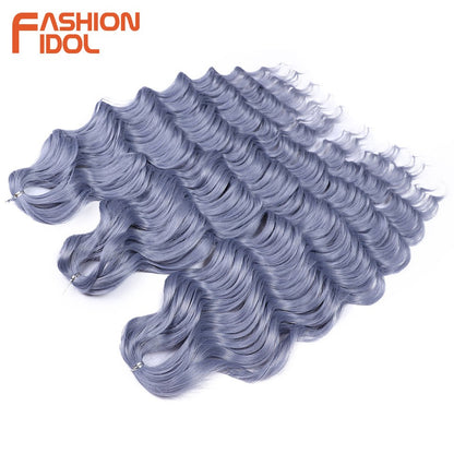 FASHION IDOL Cabelo de Crochê Torção Laranja Extensões de Cabelo Trançado de Onda Profunda Sintética Cabelo Onda de Água 24 Polegadas Fibra Resistente ao Calor