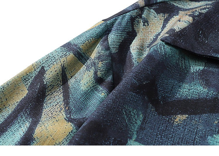 2025 Men Harajuku Hawaiian Shirt Hip Hop Streetwear Butterfly Painting Print Beach Shirt Summer Short Sleeve Aloha Shirt Casual