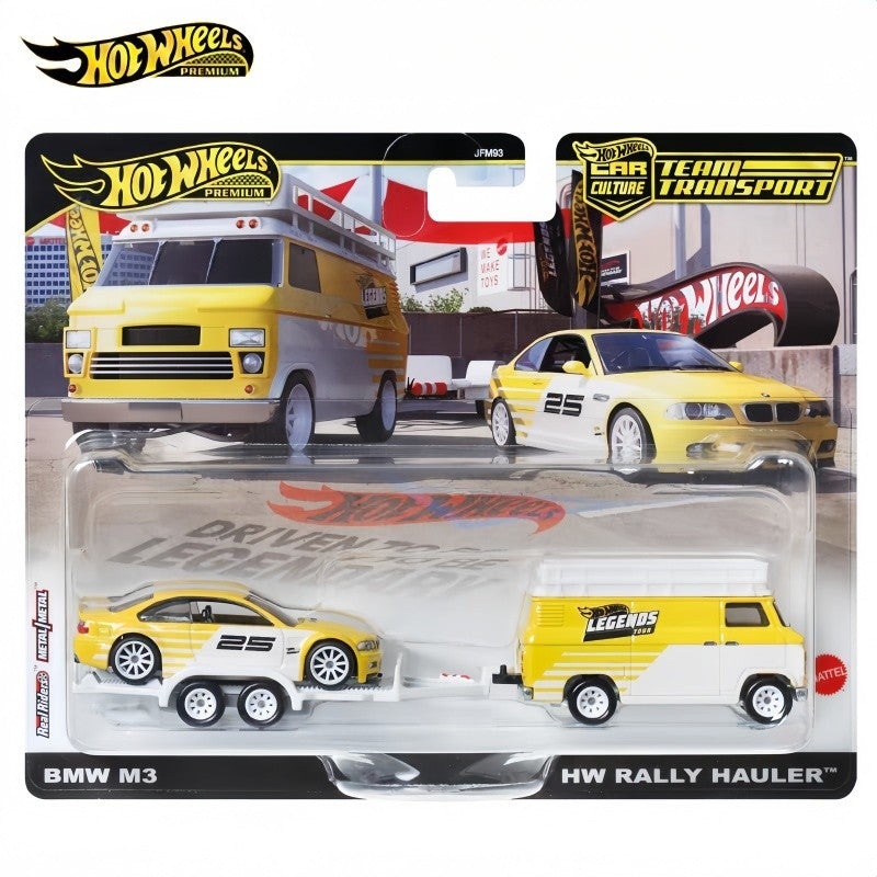 Em Estoque Genuíno Hot Wheels Legends Tour Team Transport 2025 Bmw M3 Hw Rally Hauler 1:64 Premium Diecast Carro Modelo Presente Legal Para Meninos